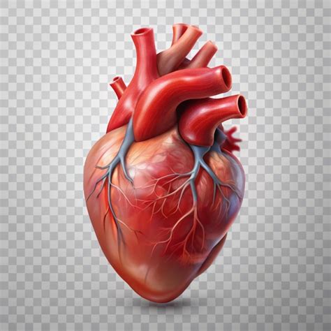 El corazón humano realista aislado en un fondo transparente para el