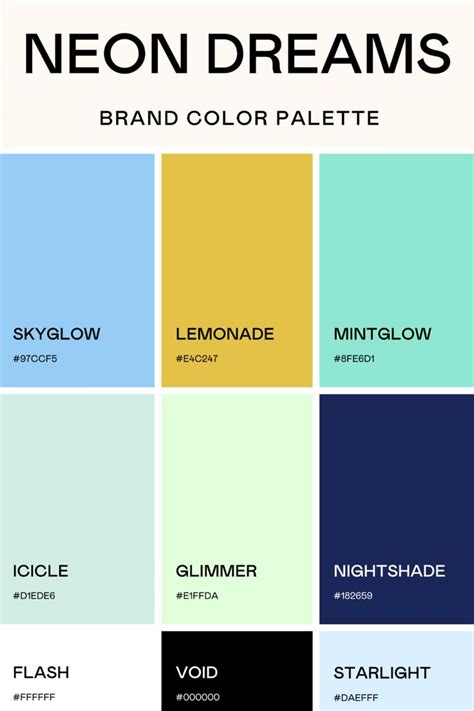 Neon Dreams Color Palette For Brands W Pairing And Contrast Guide