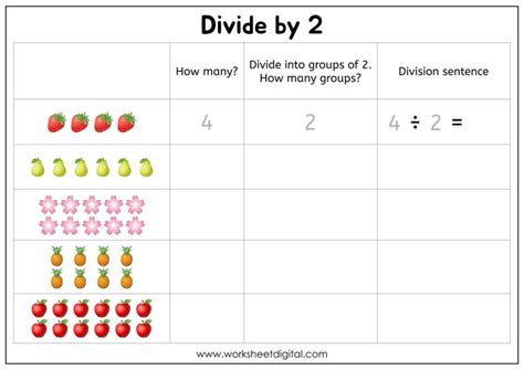 Divide By 2 Worksheet Digital