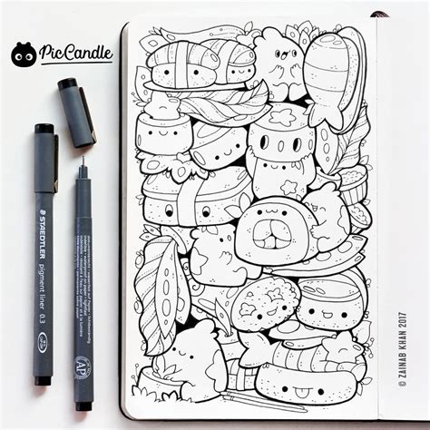 Piccandle Todays Doodle Sushi Jan Cute Doodle Art Kawaii