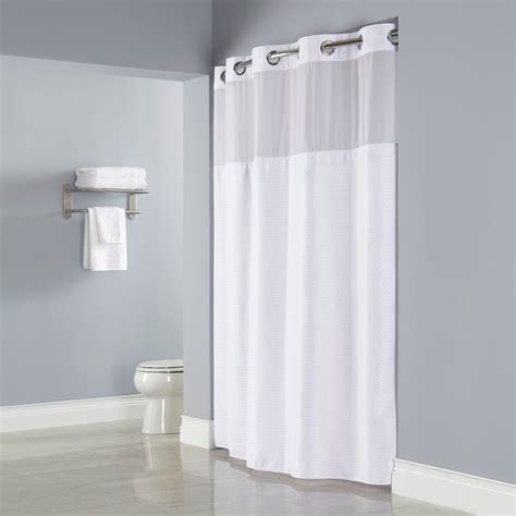 Hookless Hbh26mys01sl77 White Deliah Shower Curtain With Chrome Raised