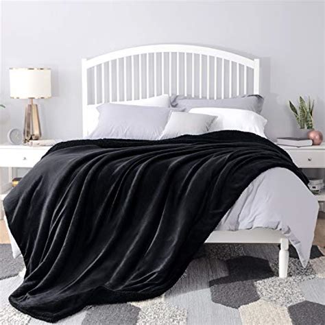 Bedsure Sherpa Fleece King Size Blanket For Bed Black Thick Fuzzy