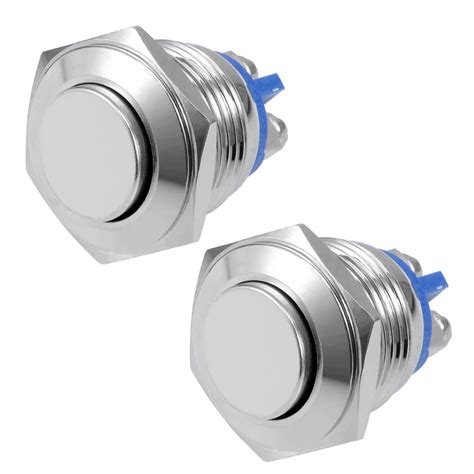 Uxcell 2pcs Momentary Metal Switches 16mm Push Button Switch Mounting