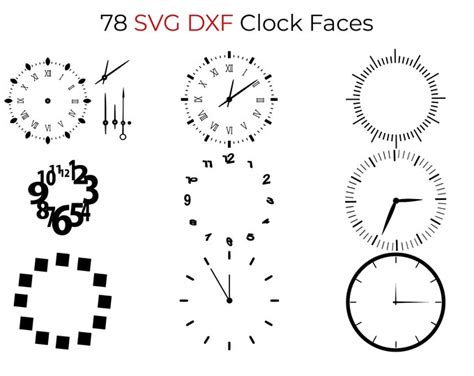 Svg Dxf Wall Clocks Faces File Bundle For Laser Cutting Machine Wood