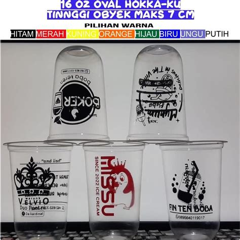 Sablon Gelas Cup Oval 14 Oz 16 Oz Merk Hokka Ku Tebal 7 Gram Gelas