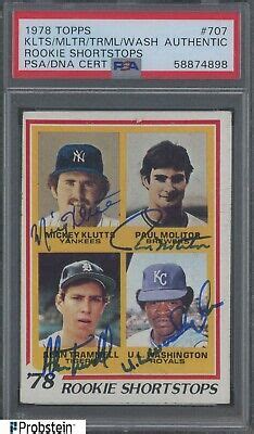 Paul Molitor Alan Trammell Hof Signed Auto Topps Rookie Card