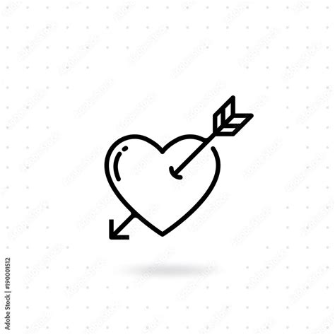 Heart With Arrow Icon Valentines Day Vector Line Icon Cupid Dart