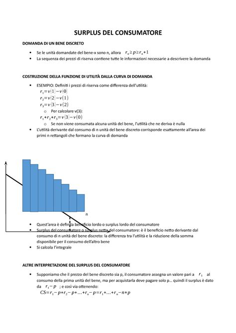 Capitolo 14 Appunti SURPLUS DEL CONSUMATORE DOMANDA DI UN BENE