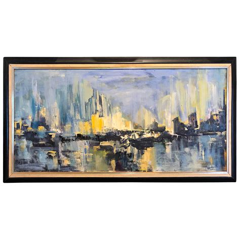 Mid Century Cityscape Painting At 1stdibs Mid Century Painting Mid