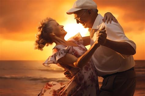 Una Pareja De Ancianos Bailando Al Atardecer Foto Premium