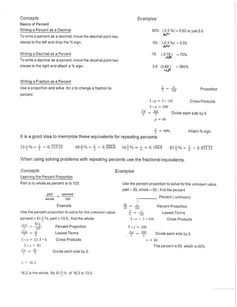 Percent Notes Mth Studocu