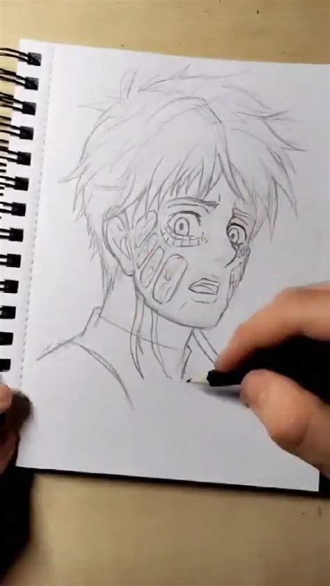 Someone Is Drawing An Anime Character With Their Hand And Pencils On