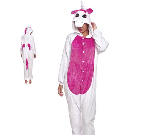 Disfraz De Pijama Unicornio Fucsia Y Blanco Para Adultos