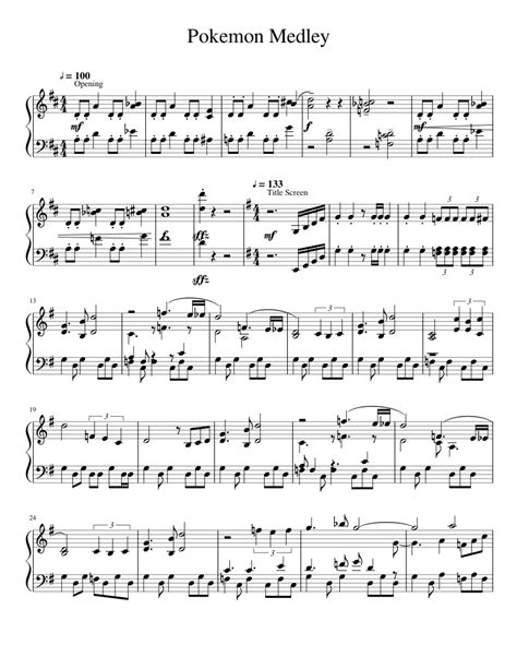 Pokemon Rb Medley Finished Sheet Music For Piano Solo