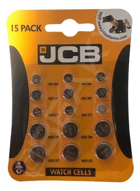 Jcb Assorted Ag1 Ag3 Ag4 Ag12 Ag13 Alkaline Coin Button Cells 15 Pieces Per Pack Beaky Trading