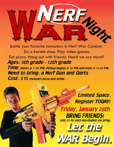 Nerf War Night At Seiglers Karate Center Tickets Fri Jan 28 2011 At