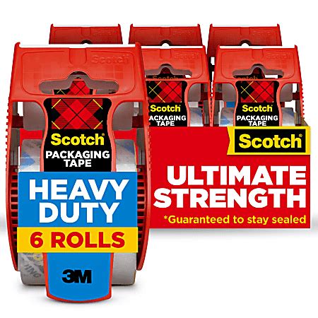 Scotch Heavy Duty Shipping Packing Tape 6 Tape Rolls With Dispensers 1