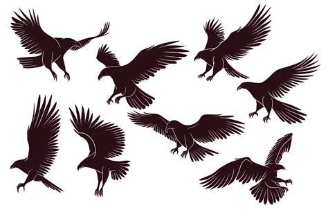 Hand drawn silhouette of flying eagle 23688346 Vector Art at Vecteezy