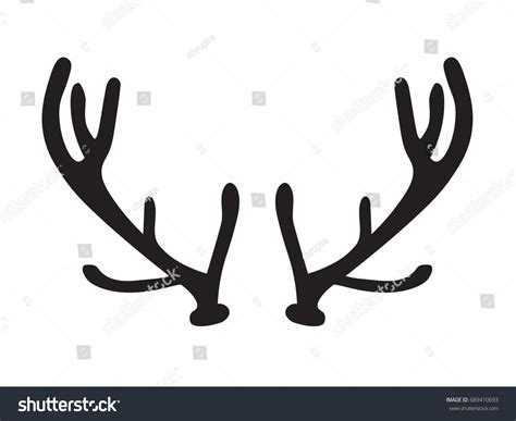 Black Silhouette Deer Antlers Vector Illustration เวกเตอร์สต็อก ปลอด