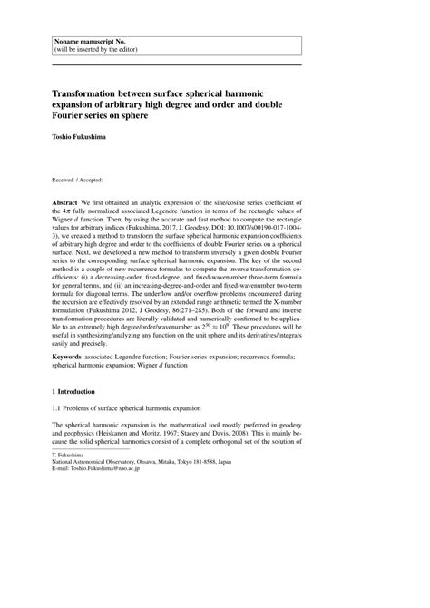 PDF Transformation Between Surface Spherical Harmonic Expansion Of