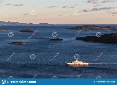 Carr Fery Returns To Orebic From Korcula Island Stock Image Image Of