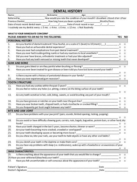 Fillable Online DENTAL HISTORY FORM ProSites Inc Fax Email Print