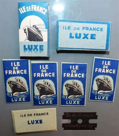 ANCIENNE BOITE DE 5 Lames De Rasoir Neuves Ile De France Luxe Bleue