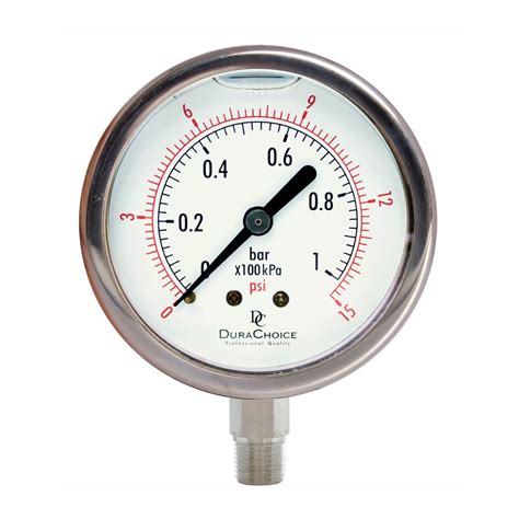 All Stainless Steel Oil Filled Pressure Gauge Npt Lower Mount