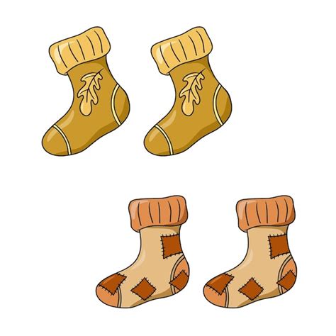 Premium Vector | A set of colored icons old warm knitted socks with a pattern leaky socks ...