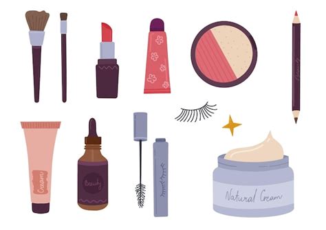 Conjunto De Maquillaje Con Cosm Ticos Decorativos Icono De Cosm Ticos