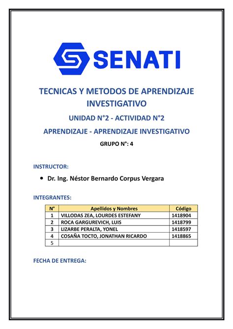 Grupo N Tecnicas Y Metodos De Aprendizaje Investigativo Unidad N