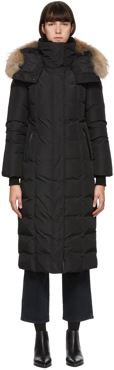 Mackage Black Down Fur Maxi Jada Coat Ssense