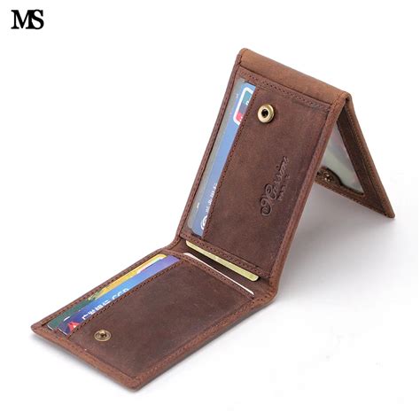 MS Mode Design Crazy Horse Leder Vintage Männer Trifold Wallet ID