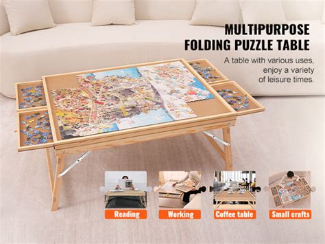 VEVOR 1500 Piece Puzzle Table with Folding Legs, 4 Drawers and Cover ...