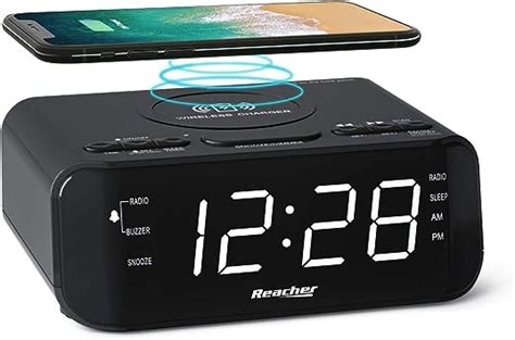 REACHER Digital Radio Alarm Clock With Wireless Charging USB Port