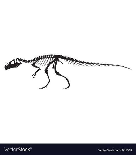 Dinosaur skeleton silhouette Royalty Free Vector Image