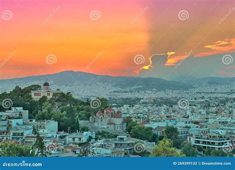 Sunset in Athens - Greece stock photo. Image of attica - 269399132