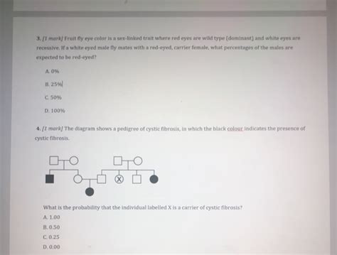 Solved 3 1 Mark Fruit Fly Eye Color Is A Sex Linked Trait Chegg