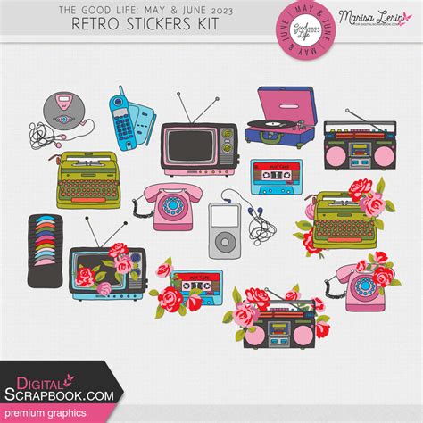 The Good Life May June Retro Stickers Kit By Marisa Lerin