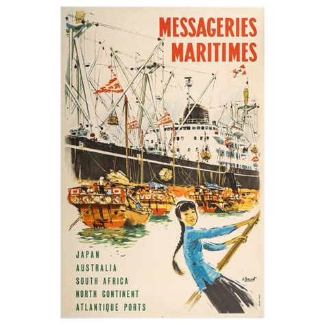 Brenet Original Travel Poster Messageries Maritimes Navigation