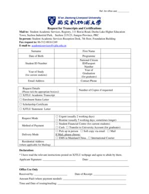 Fillable Online Request For Transcripts And Certifications Form