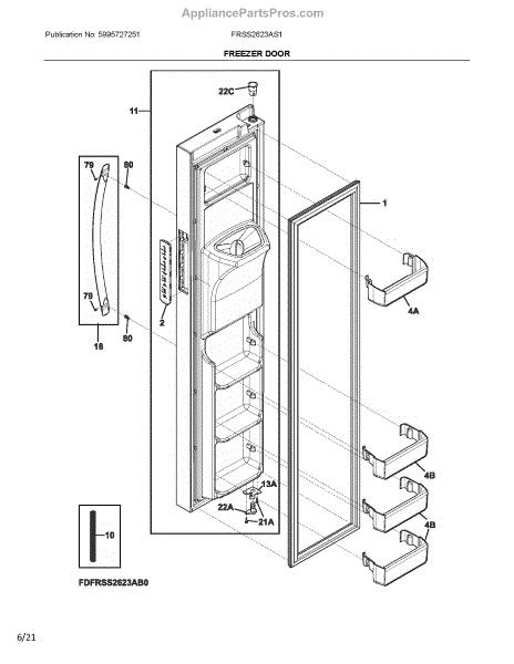 Parts For Frigidaire Frss2623as1 Freezer Door Parts