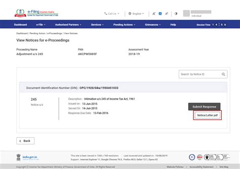 E Proceedings User Manual Income Tax Department