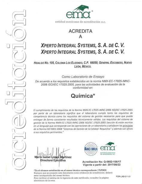 Acreditaci N Ema Xperto Integral Systems