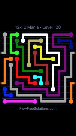 Flow Free Warps 12x12 Mania Level 128 Puzzle Solution And Answer