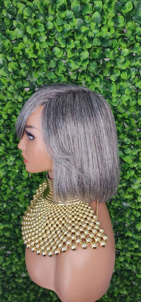 Salt And Pepper Human Hair Wig Gray Wig Grey 100 Human Hair Wig Ebay