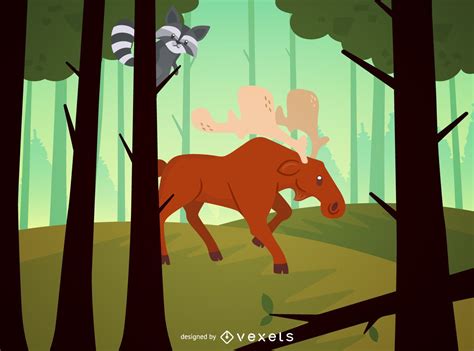 Forest Landscape Illustration Vector Download