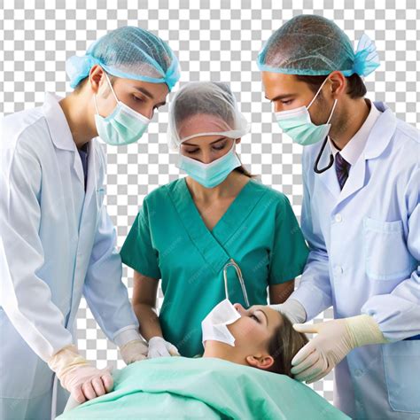 Doctors were anesthetized women who are surgical on transparent