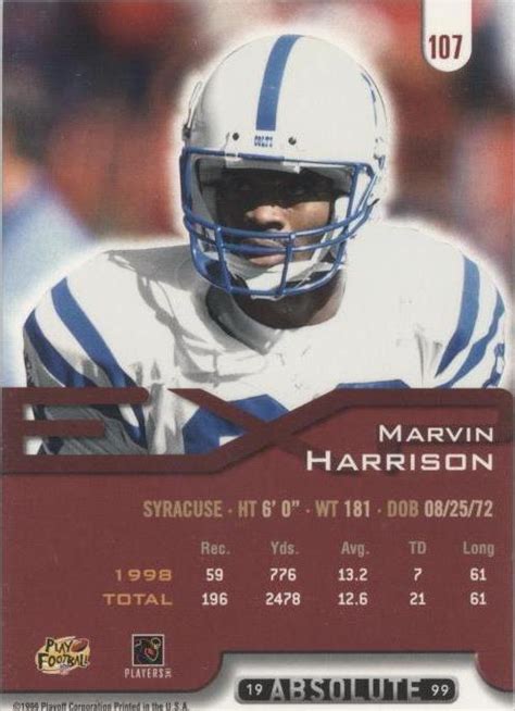 1999 Playoff Absolute EXP Marvin Harrison 107 For Sale EBay