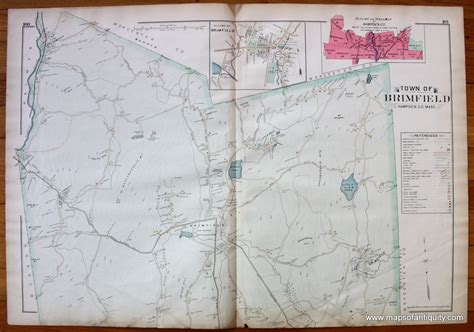 Town Of Brimfield Ma Antique Maps And Charts Original Vintage Rare Historical Antique